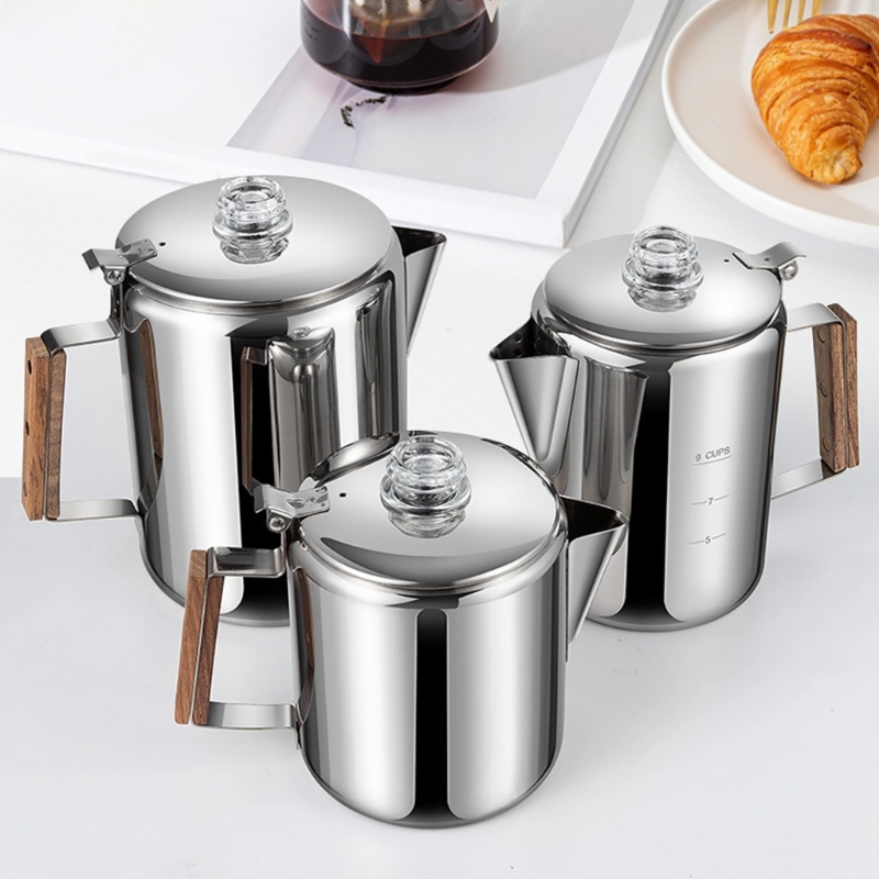 Camp Percolator Coffee - ماكينة صنع القهوة للتخييم من الفولاذ