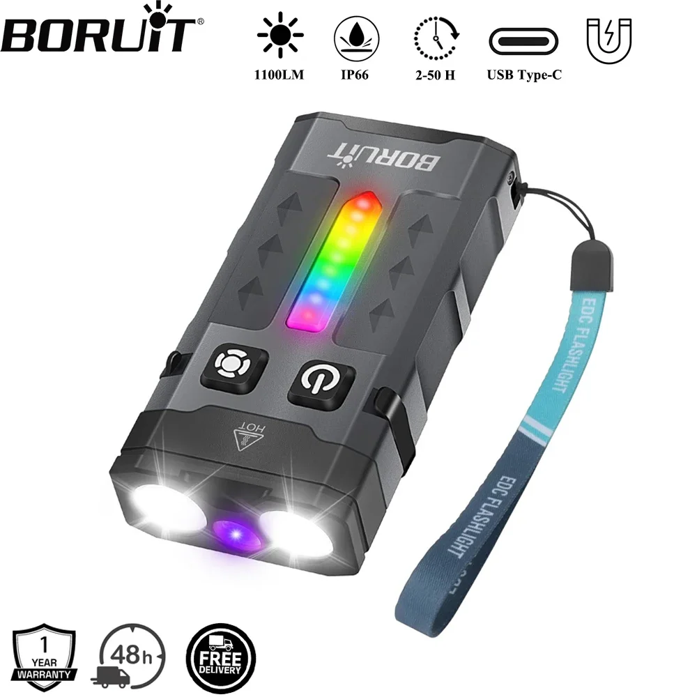 Outdoor Camping Lantern - BORUiT EV20 1100LM EDC UV المفاتيح