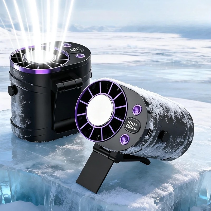 Outdoor Camping Misting Fan - مروحة خصر محمولة قابلة لإعادة الشحن