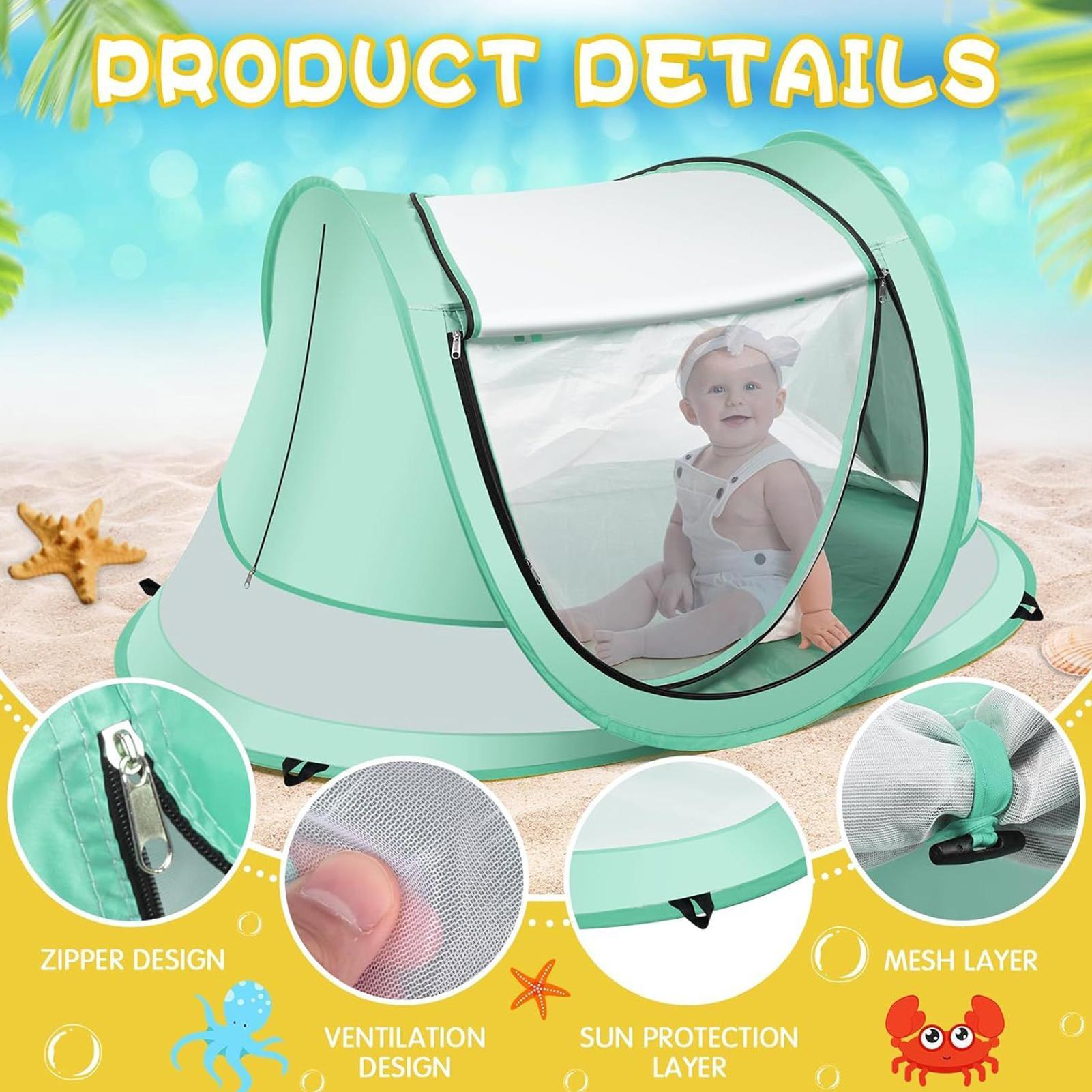 خيمة شاطئية للأطفال الصغار، خي - مراجعة Outdoor Camping Automatic Quick Opening Tent وسعره