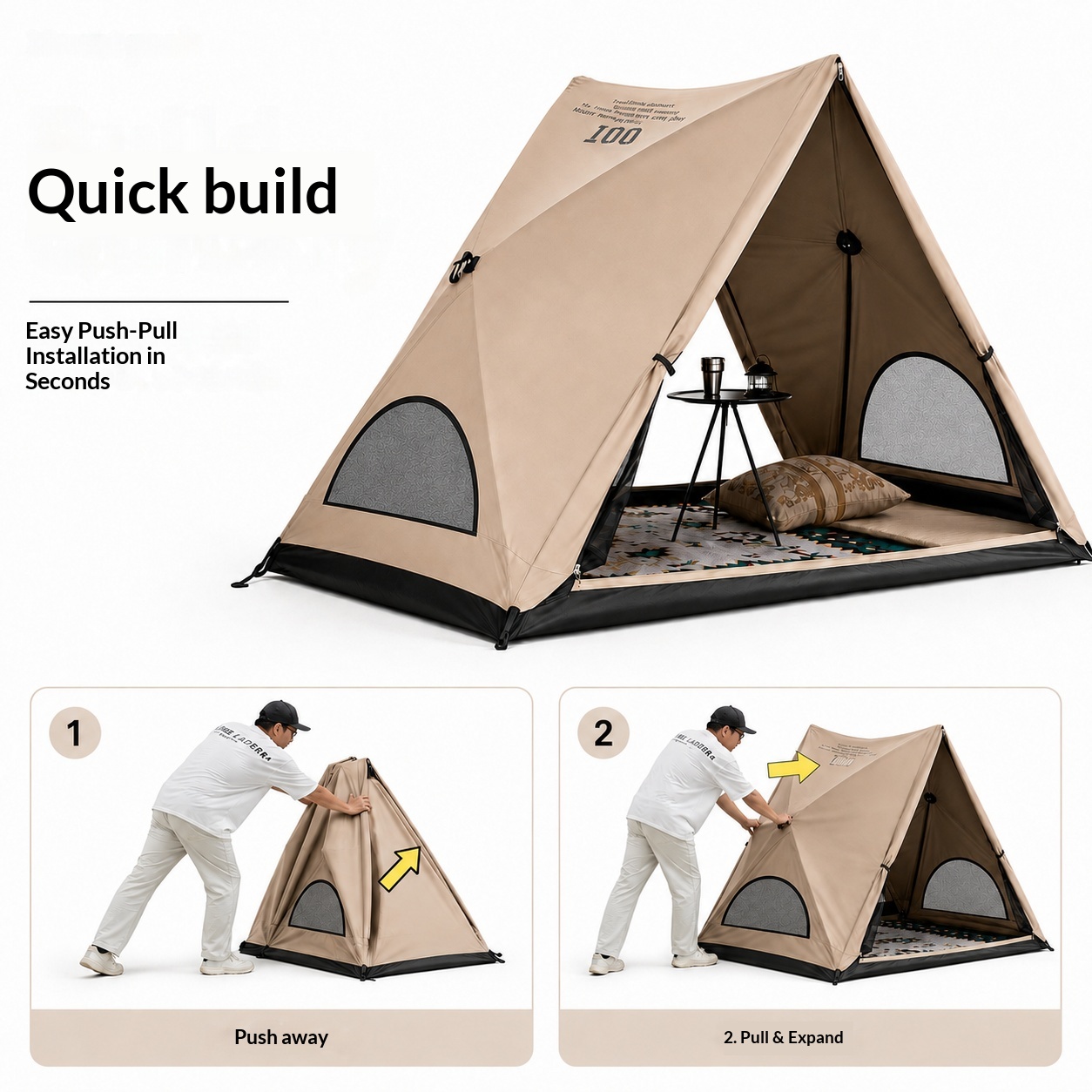 خيمة مثلثة أوتوماتيكية، خيمة ل - مراجعة Outdoor Camping Automatic Quick Opening Tent وسعره