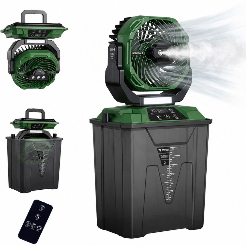 مروحة تبريد محمولة كبيرة بخزان - مراجعة Outdoor Camping Misting Fan وسعره