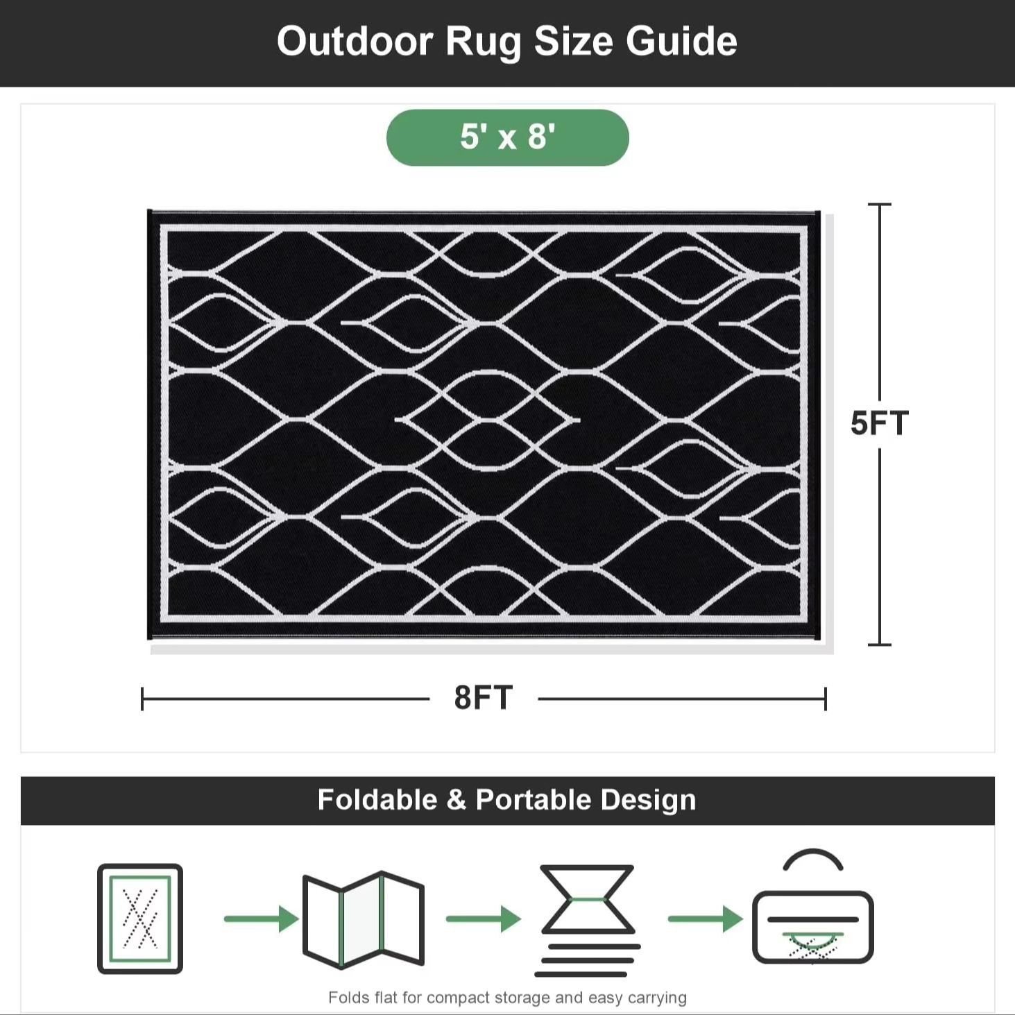 سجادة داخلية وخارجية مقاس 5x8  - مراجعة Outdoor Camping Decke وسعره