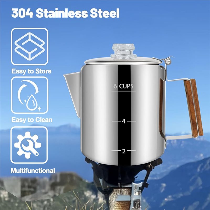 وعاء قهوة NOCM سعة 6 أكواب، صا - مراجعة Camp Percolator Coffee وسعره