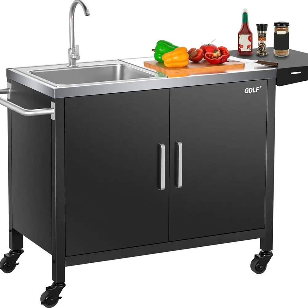 جزيرة مطبخ خارجية مع حوض من ال - مراجعة Outdoor Camping Sink وسعره