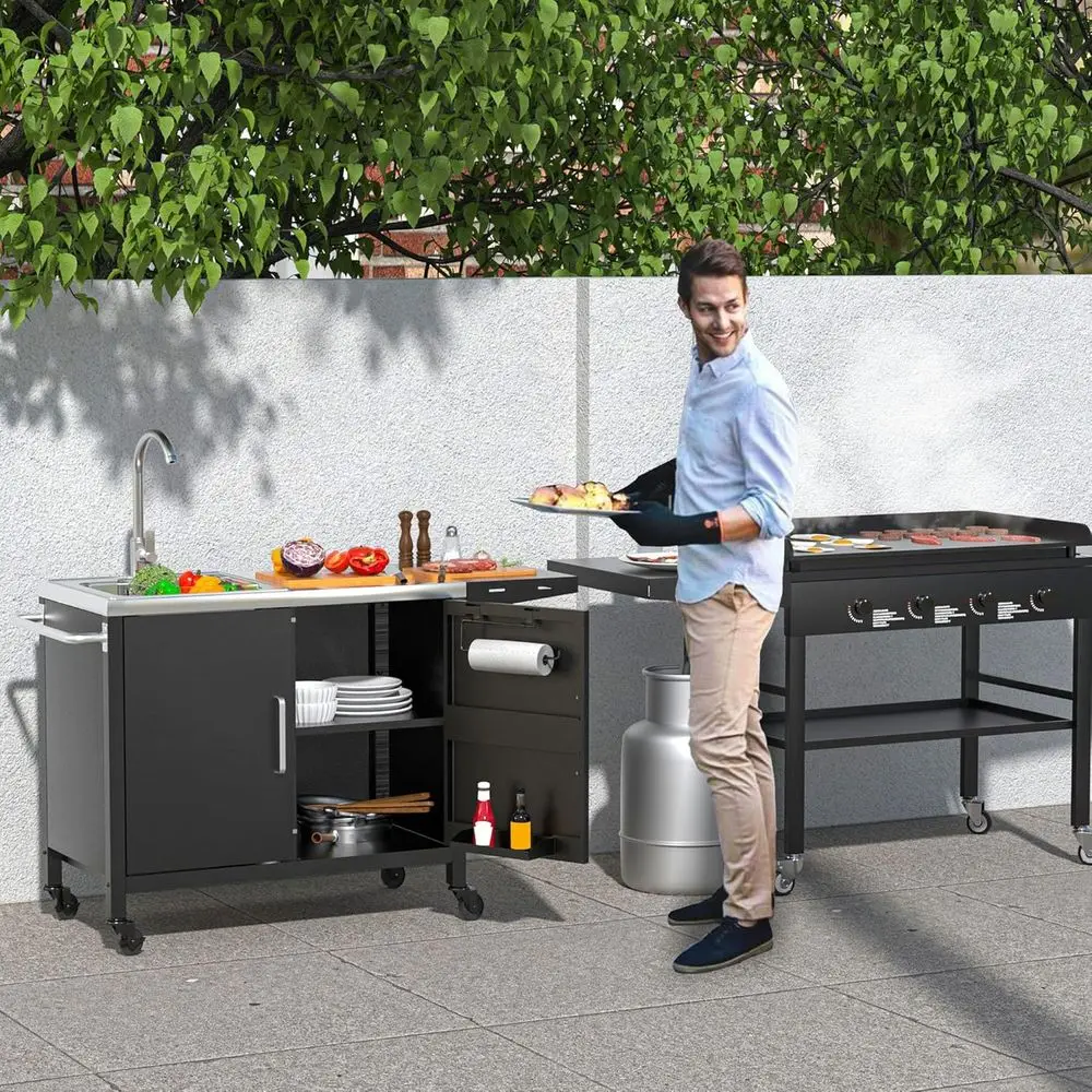 جزيرة مطبخ خارجية مع حوض من ال - مراجعة Outdoor Camping Sink وسعره