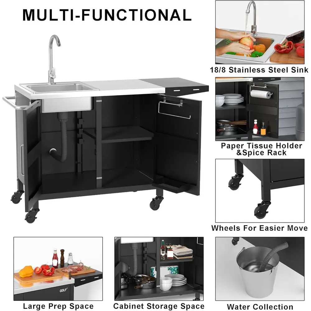 جزيرة مطبخ خارجية مع حوض من ال - مراجعة Outdoor Camping Sink وسعره
