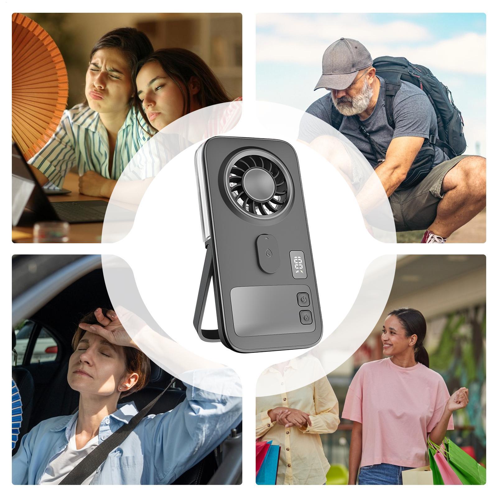 مروحة مع رذاذ وشاشة رقمية تعمل - مراجعة Outdoor Camping Misting Fan وسعره