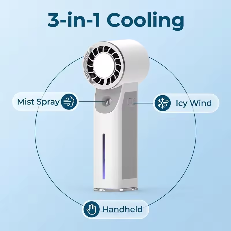 مروحة رذاذ محمولة مع تبريد بال - مراجعة Outdoor Camping Misting Fan وسعره