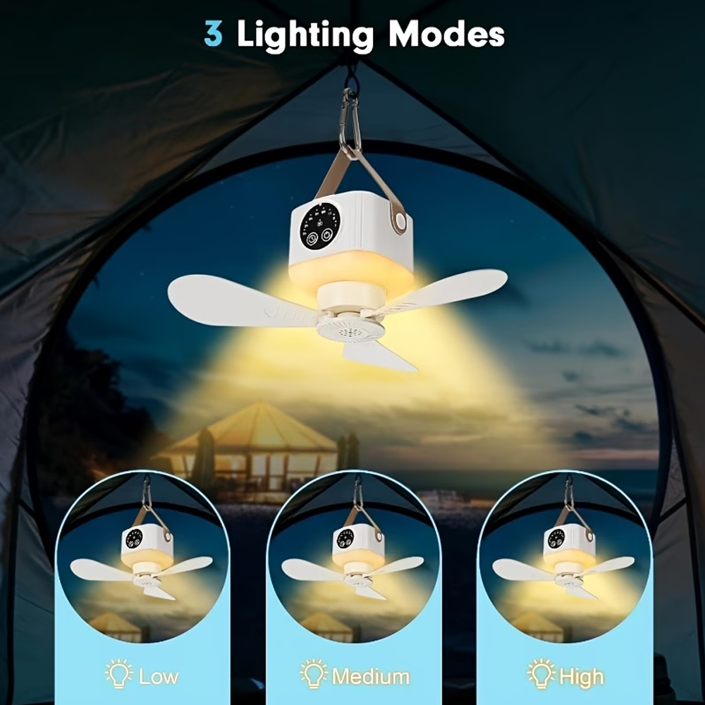 مروحة سقف محمولة مع إضاءة، بطا - مراجعة Outdoor Camping Misting Fan وسعره